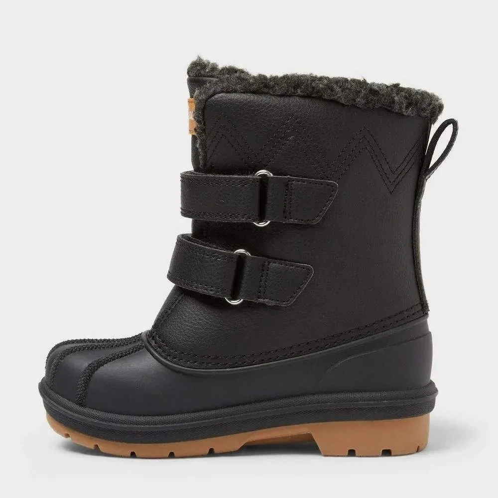 Cat & Jack Toddler Boy Denver Waterproof Snow Boots Black 12 New